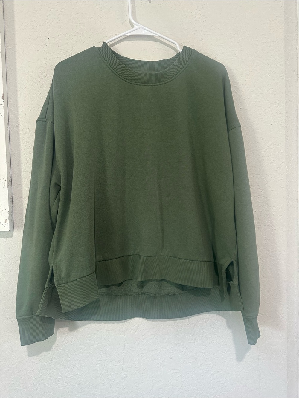Relaxed Olive Green Crewneck Sweatshirt - Women's Hoodie Top